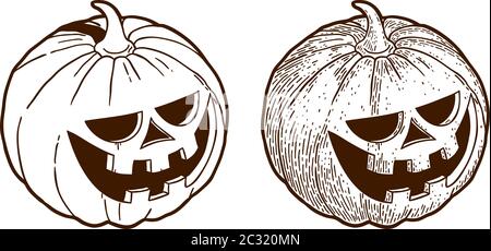 incisione zucca di halloween Illustrazione Vettoriale