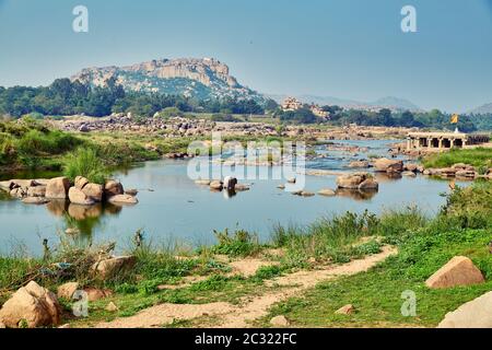 Paesaggio di Hampi, Karnataka, India Foto Stock