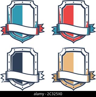 Scudo Heradic con nastro Illustrazione Vettoriale