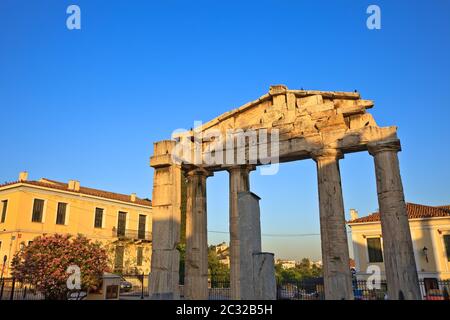 Rovine nella zona di Plaka, Atene Foto Stock