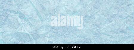 sfondo di carta di gelso grinzita blu chiaro, striscione panoramico Foto Stock