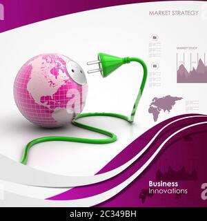 Globo terrestre con cavo di alimentazione Foto Stock