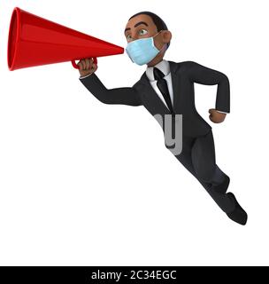 Illustrazione 3D di un personaggio cartoon con una maschera Foto Stock