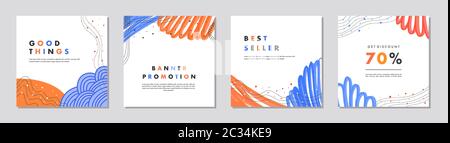 Modello di banner quadrato per la vendita di post sui social media, app mobili, banner, annunci Web o Internet. Modello quadrato astratto alla moda con co colorato Illustrazione Vettoriale