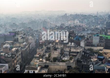 vista della vecchia delhi da jama masjid Foto Stock