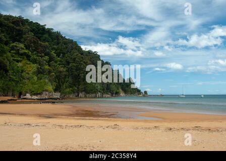 Spiaggia di Totaranui, Parco Nazionale Abel Tasman, Nuova Zelanda Foto Stock