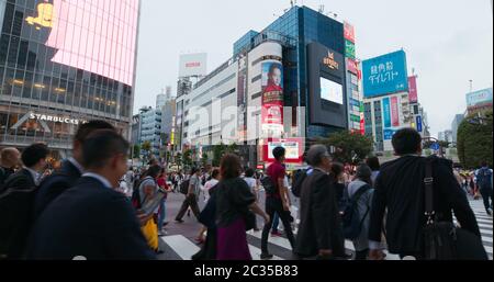 Tokyo, Giappone, 28 giugno 2019: Distretto di Shibuya nella città di Tokyo Foto Stock