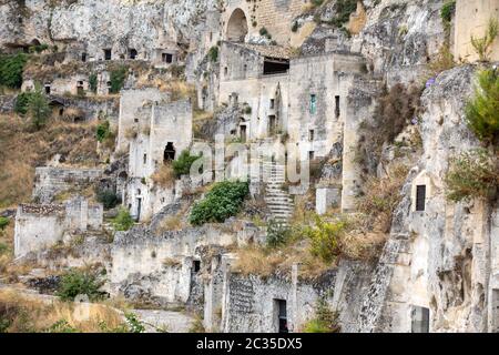 Sasso Caveoso non è una parte ristrutturata dei Sassi di Matera, il quartiere storico di Matera. Basilicata. Italia Foto Stock