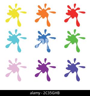 Raccolta di schizzi di vernice. Un insieme di blot vettoriali. Illustrazione Vettoriale