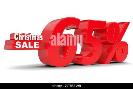 Vendita di natale. Sconto sessanta cinque percento di sconto. Il rendering 3D Foto Stock