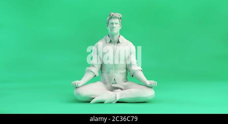 Uomo di affari di meditazione Zen e mantenendo la calma o senza stress Foto Stock