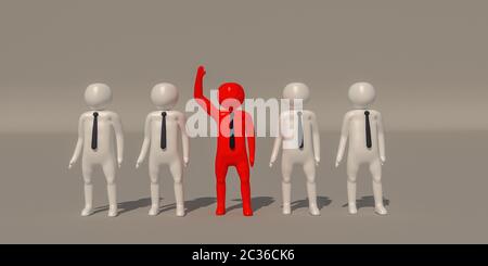 3d illustrator gruppo di carriera professionale simboli aziendali su sfondo grigio, rendering 3d del giocare a calcio. Include un percorso di selezione. Foto Stock