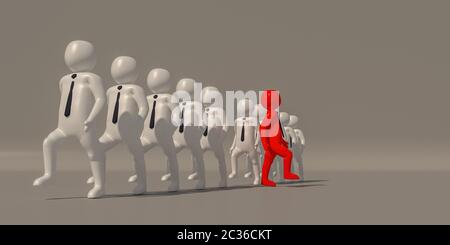 3d illustrator gruppo di carriera professionale simboli aziendali su sfondo grigio, rendering 3d del giocare a calcio. Include un percorso di selezione. Foto Stock