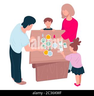 Giochi da tavolo per la famiglia nei fine settimana o in quarantena Illustrazione Vettoriale