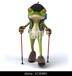 Divertimento backpacker frog - 3D illustrazione Foto Stock