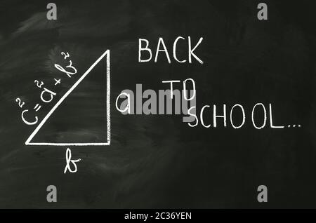 Pitagora formula scrivere sulla lavagna con Chalk Foto Stock