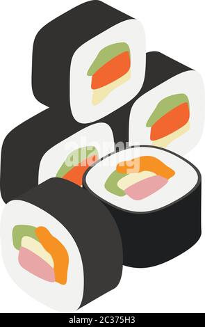 Icona Kimbap, stile isometrico Illustrazione Vettoriale