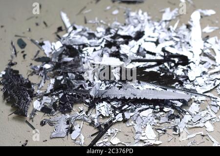 Cristalli di iodio, iodio in forma metallica. Foto Stock