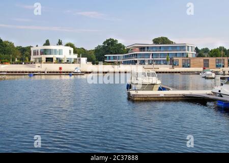 Senftenberg harbour Brandeburgo nella Germania, Lusatian Lake District Foto Stock