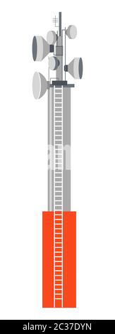 Ricevitore di segnale della stazione a torre e radar di telecomunicazione del trasmettitore Illustrazione Vettoriale