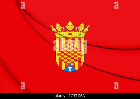 3D Bandiera della provincia di Tarragona, Spagna. 3D'illustrazione. Foto Stock