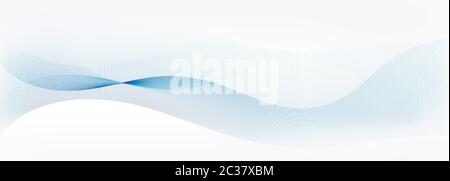 spostamento delle linee di movimento blu chiaro e delle forme d'onda sfocate sul banner di sfondo bianco Foto Stock