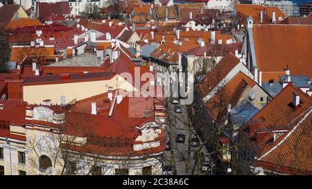 Skyline di Tallinn, Estonia. Vista aerea dell'Estonia. Città vecchia di Tallinn, Estonia.. Tallinn è situata sulla costa settentrionale del paese, Foto Stock