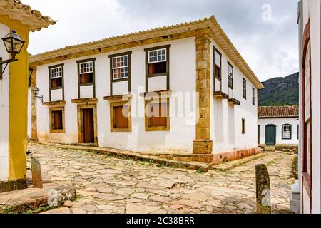 Strade della città vecchia e storica di Tiradentes Foto Stock