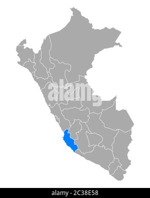 Mappa di Ica in Perù Foto Stock