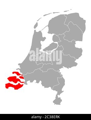 Mappa di Zeeland in Paesi Bassi Foto Stock