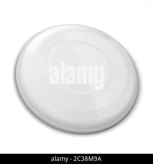 Mockup frisbee vuoto. illustrazione 3d isolata su sfondo bianco Foto Stock