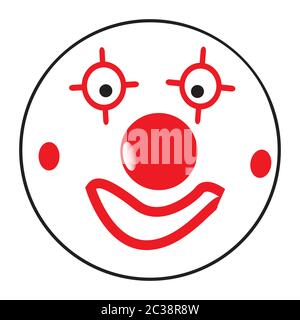 Un big eyed happy clown sorridente faccia sorridere il pulsante isolato su uno sfondo bianco Foto Stock