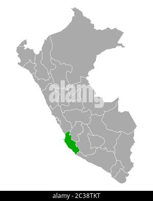 Mappa di Ica in Perù Foto Stock