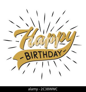 Felice compleanno scritta design. Vettore e illustrazione. Illustrazione Vettoriale