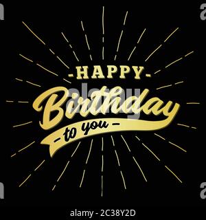 Felice compleanno scritta design. Vettore e illustrazione. Illustrazione Vettoriale