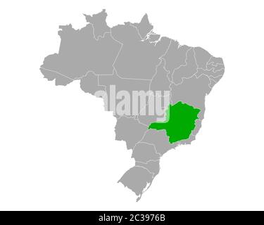 Mappa di Minas Gerais in Brasile Foto Stock