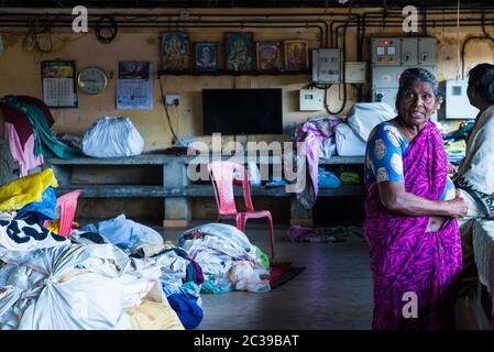 Dhobi Khana a Veli a Fort Kochi, dove la comunità vannana di lingua tamil svolge lavori di lavanderia, la professione praticata dalla comunità Foto Stock