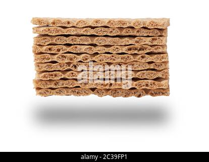 Pila di forma rettangolare snack bar isolato su uno sfondo bianco, vicino, mangiare sano concetto Foto Stock