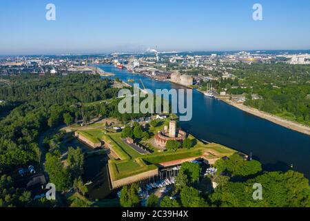 Danzica. Fortezza medievale di Wisloujscie vista aerea. Voivodato Pomeraniano, Danzica, Polonia. Foto Stock