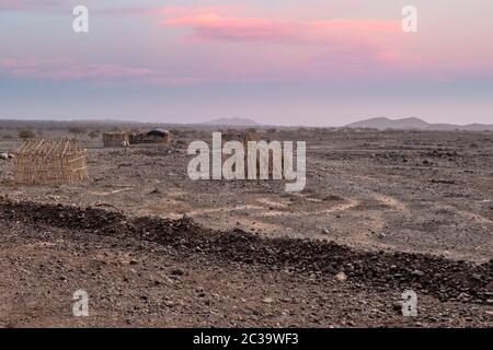 Capanna nella remota regione di Afar in Etiopia Foto Stock