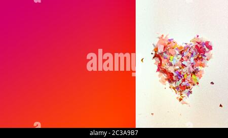 Cuore fatto di conchetti web formato banner con trendy colore lavico arancione Foto Stock