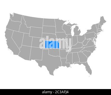 Mappa di Kansas NEGLI STATI UNITI Foto Stock