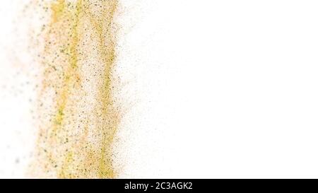 La polvere gialla si diffondono come onde di acqua. Un mucchio di sabbia gialla vicino alla sinistra della cornice immagine Foto Stock