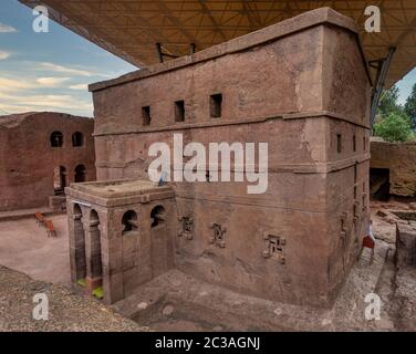 Casa della Croce Chiesa, Lalibela, Etiopia, Africa Foto Stock