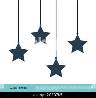 Decorazione a stellare dell'icona di Natale disegno di illustrazione del modello del logo del vettore. EPS vettoriale 10. Illustrazione Vettoriale