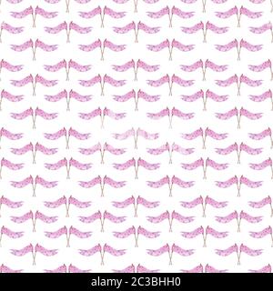 Motivo senza cuciture con bandiere di mungitura rosa. Carino bambino compleanno nastri sfondo. Festa festosa per bambini Foto Stock