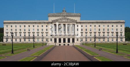 Gli edifici del Parlamento europeo (aka come Stormont) a Belfast, Regno Unito Foto Stock