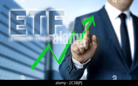 ETF concetto è illustrato da parte dell'imprenditore. Foto Stock