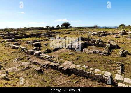 Paesaggi della zona archeologica - l'Acropoli di Palazzolo Acreide, provincia di Siracusa, Italia. Foto Stock