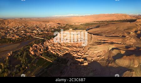 Panoramica aerea di Ait Ben Haddou in Marocco Foto Stock